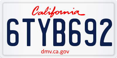 CA license plate 6TYB692