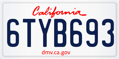 CA license plate 6TYB693