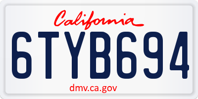 CA license plate 6TYB694