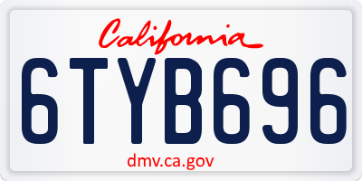 CA license plate 6TYB696