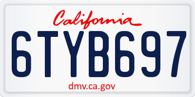 CA license plate 6TYB697
