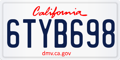 CA license plate 6TYB698