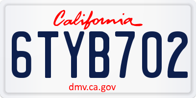 CA license plate 6TYB702