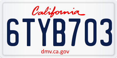 CA license plate 6TYB703