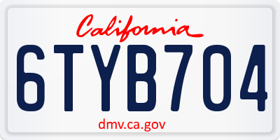 CA license plate 6TYB704