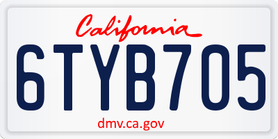 CA license plate 6TYB705