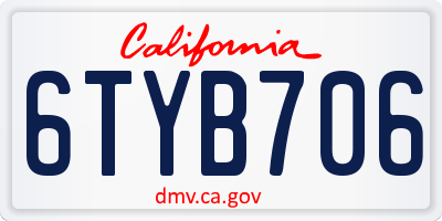 CA license plate 6TYB706