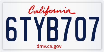 CA license plate 6TYB707