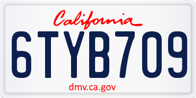 CA license plate 6TYB709