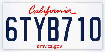 CA license plate 6TYB710