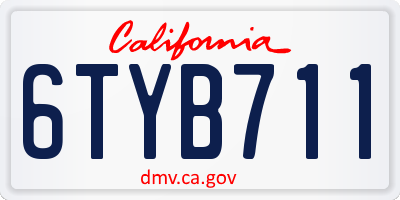 CA license plate 6TYB711