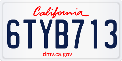 CA license plate 6TYB713