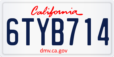 CA license plate 6TYB714