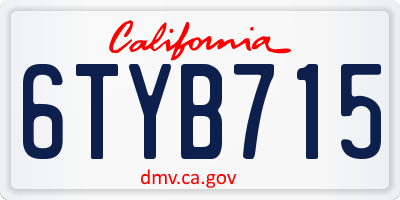 CA license plate 6TYB715
