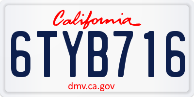 CA license plate 6TYB716