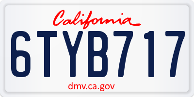 CA license plate 6TYB717
