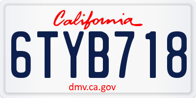 CA license plate 6TYB718