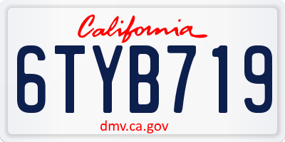 CA license plate 6TYB719