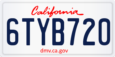 CA license plate 6TYB720