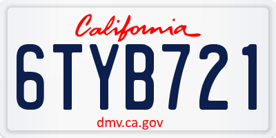CA license plate 6TYB721