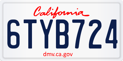 CA license plate 6TYB724