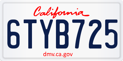 CA license plate 6TYB725