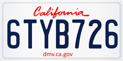 CA license plate 6TYB726