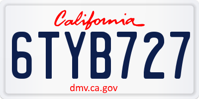 CA license plate 6TYB727