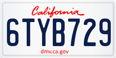 CA license plate 6TYB729