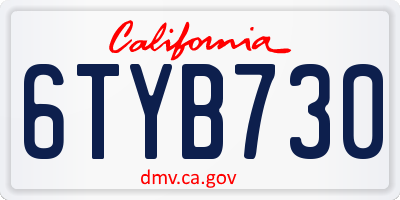 CA license plate 6TYB730