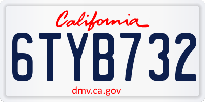 CA license plate 6TYB732
