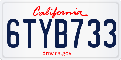 CA license plate 6TYB733