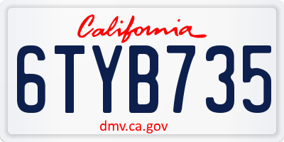 CA license plate 6TYB735