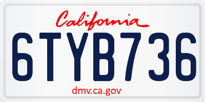 CA license plate 6TYB736