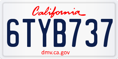 CA license plate 6TYB737