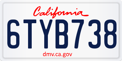 CA license plate 6TYB738