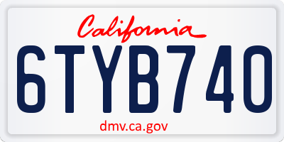 CA license plate 6TYB740