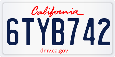 CA license plate 6TYB742