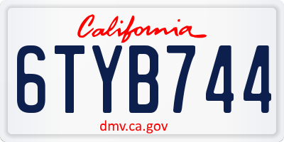CA license plate 6TYB744