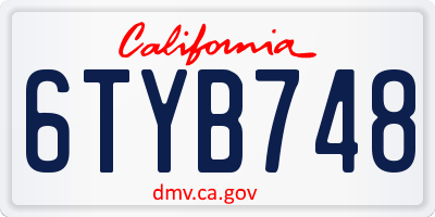CA license plate 6TYB748