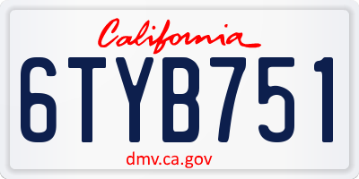 CA license plate 6TYB751