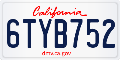 CA license plate 6TYB752