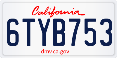CA license plate 6TYB753