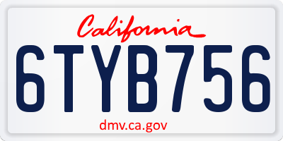 CA license plate 6TYB756