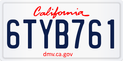 CA license plate 6TYB761