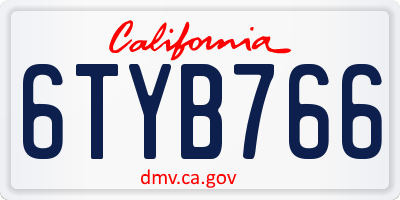 CA license plate 6TYB766