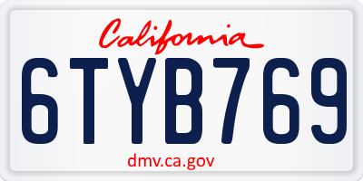 CA license plate 6TYB769