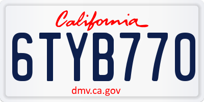 CA license plate 6TYB770