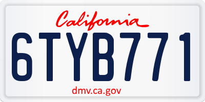 CA license plate 6TYB771