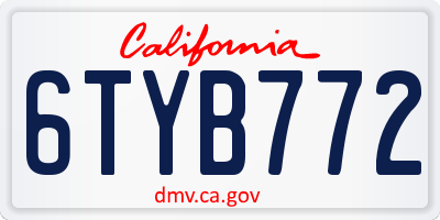 CA license plate 6TYB772